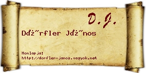 Dörfler János névjegykártya